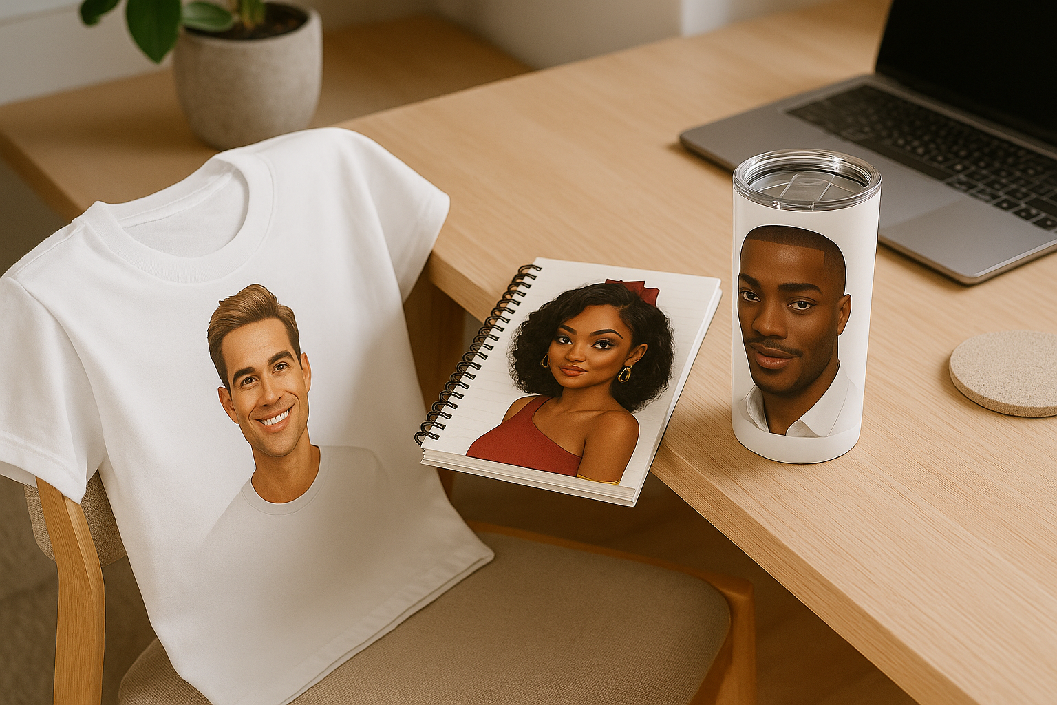 Personalised Sublimation Tumbler, Notebook & T-shirt Set | Gift Bundle
