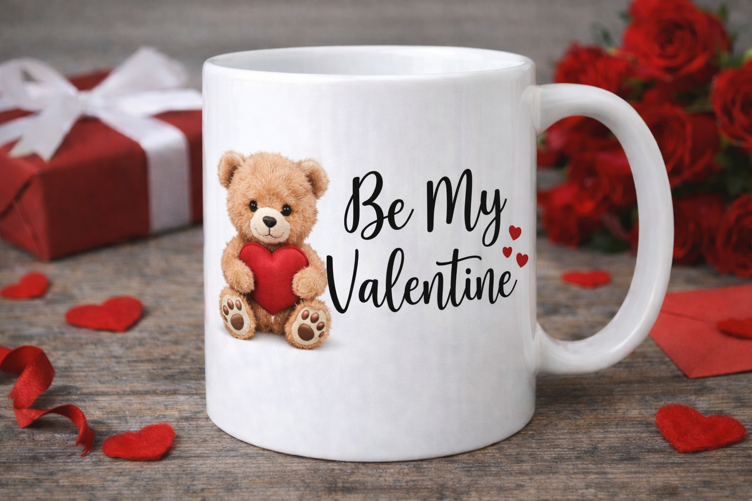Be My Valentine Teddy Bear Mug | Cute Valentine’s Day Gift
