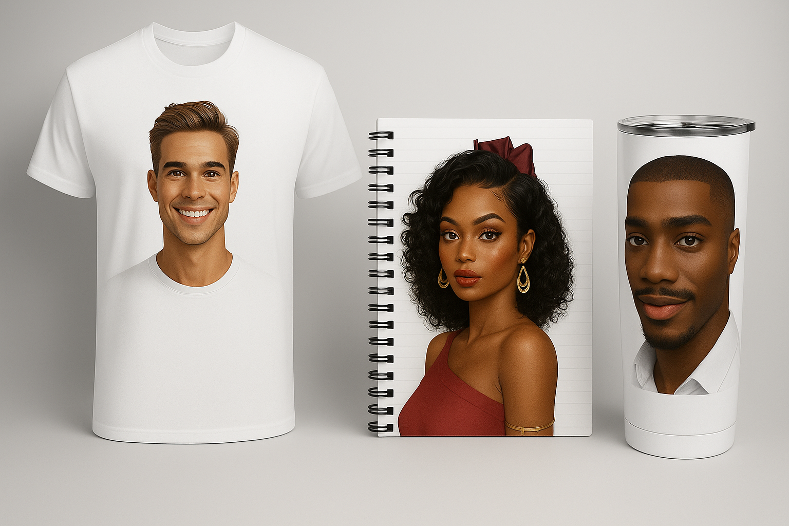 Personalised Sublimation Tumbler, Notebook & T-shirt Set | Gift Bundle